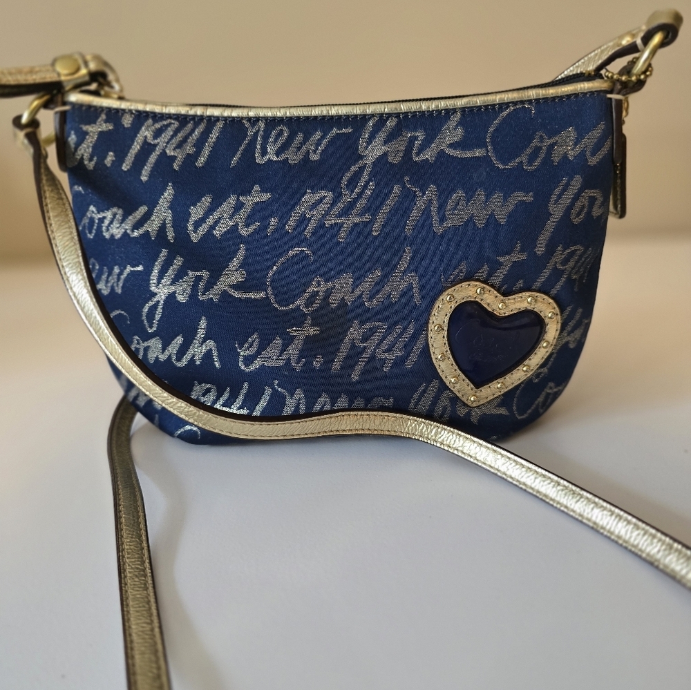COACH BLUE & GOLD NEW YORK CROSS BODY - Picture 2 of 12